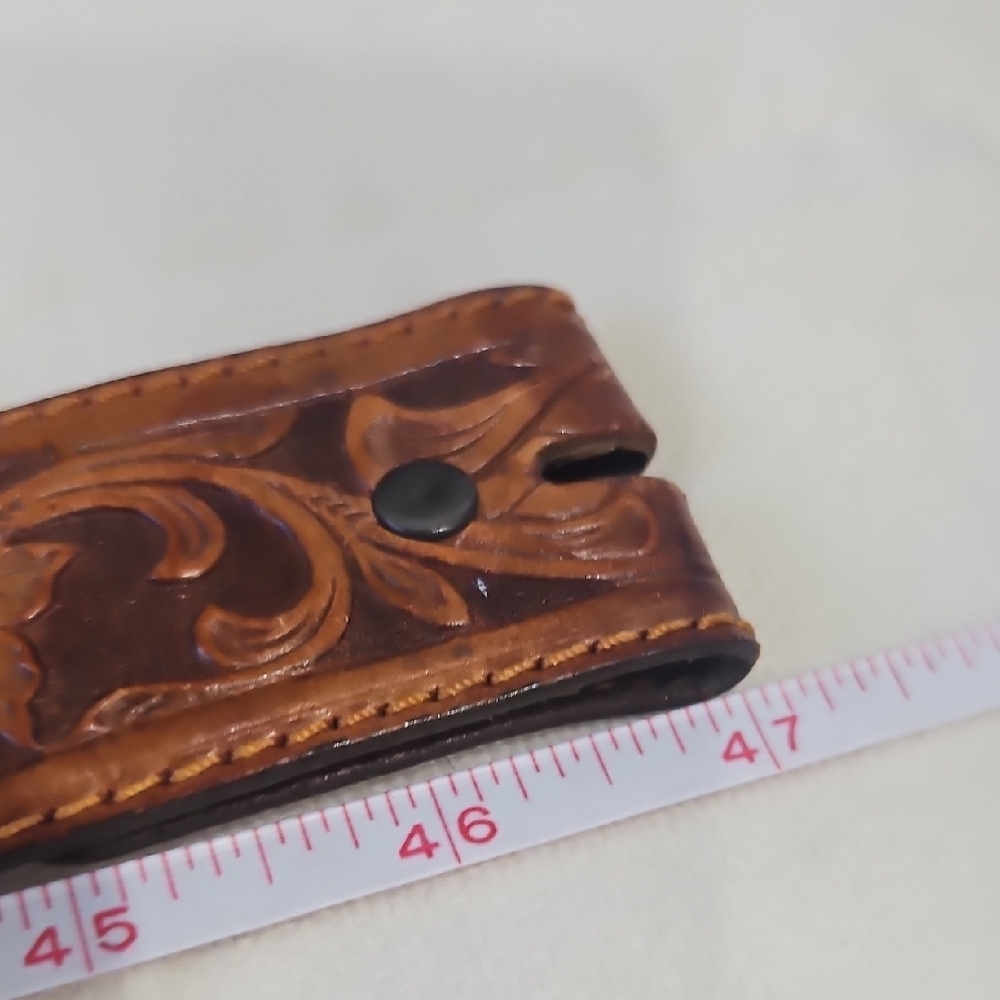 Brown Leather Belt with Intricate Tooling - Picture 11 of 11
